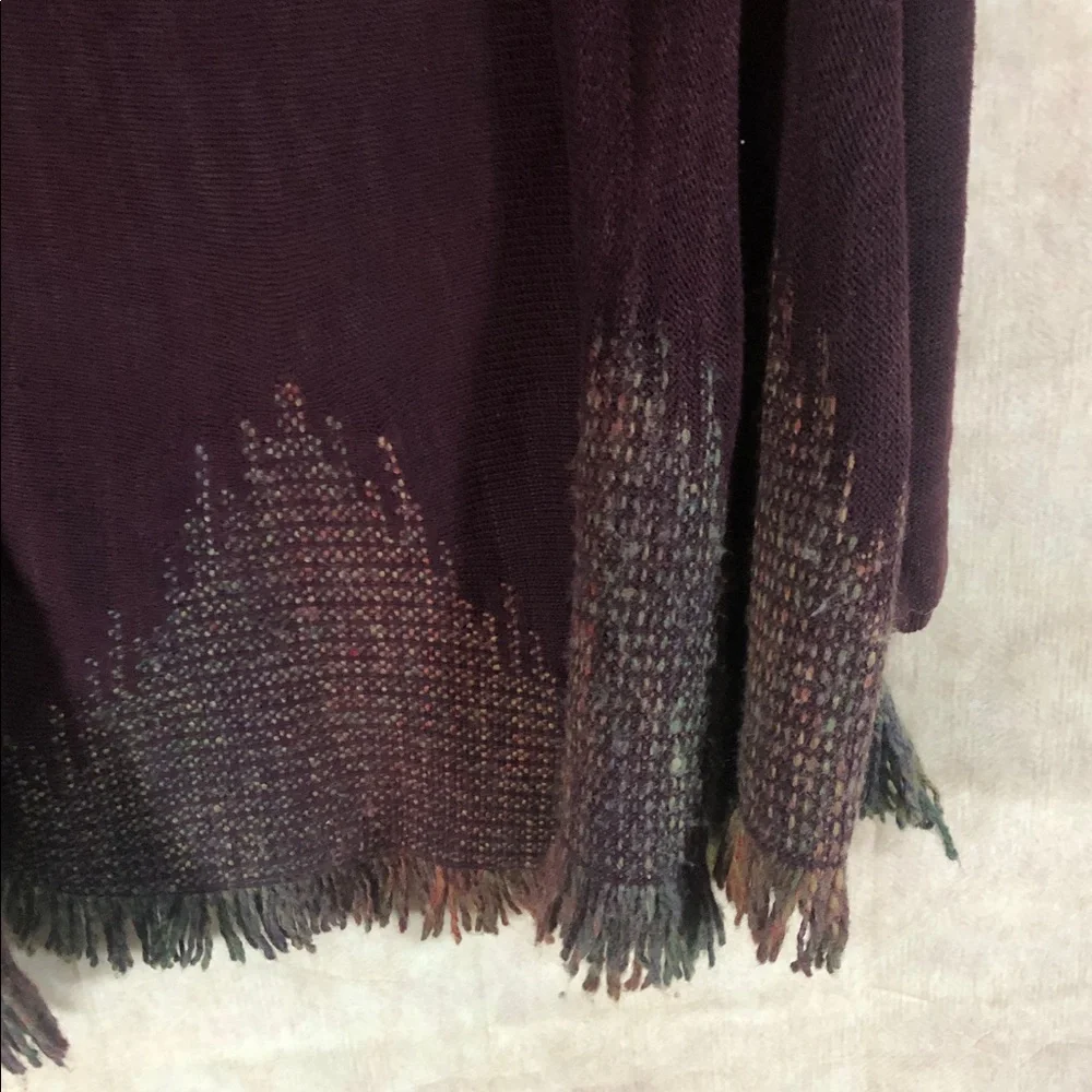 Moth by Anthropologie Purple and Brown Boho‎ Fringe Women's Cardigan